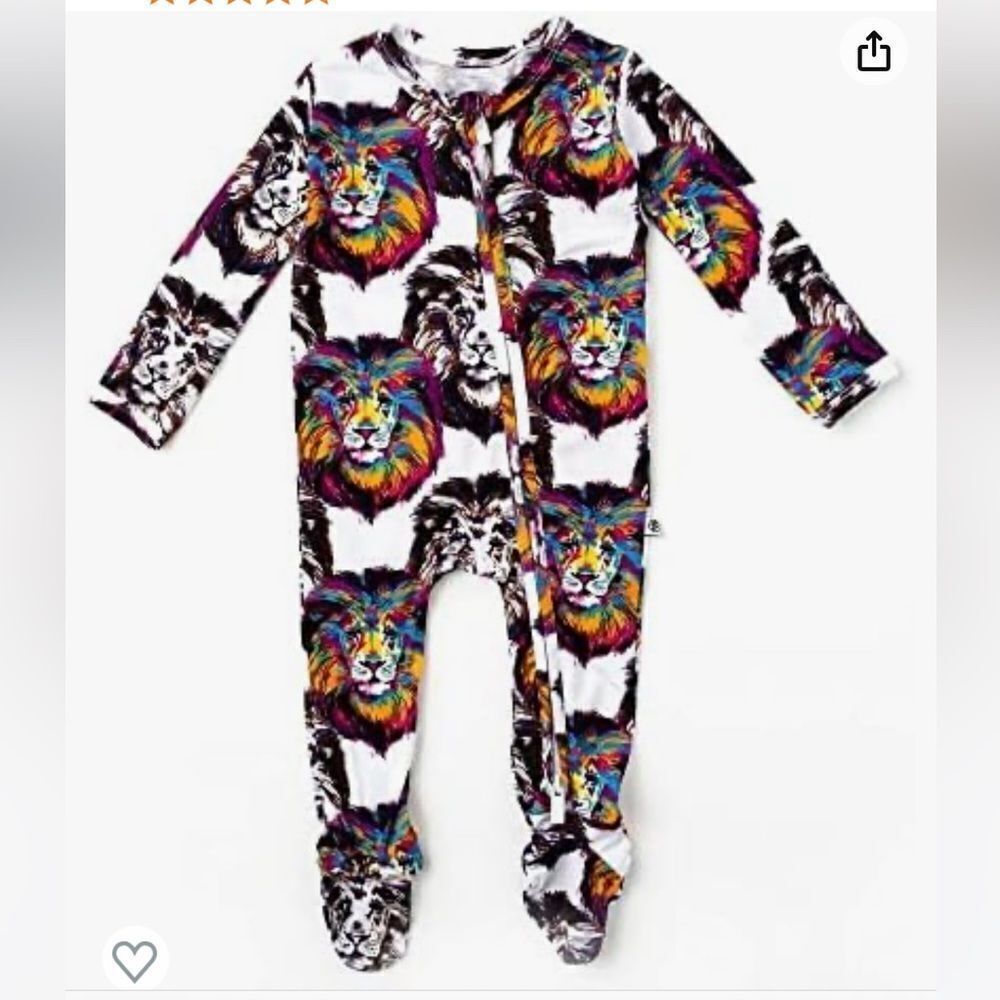 Bums & Roses Bamboo Baby Footies Spandex & Bamboo Viscose 3-6 Months‎ NWT in pkg